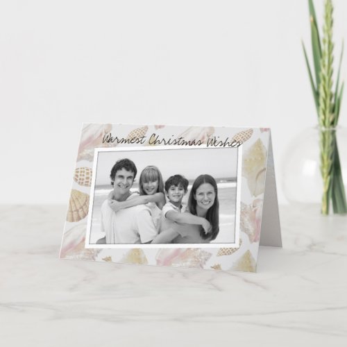 Beach Christmas Horizontal Photo Folded Holiday Card