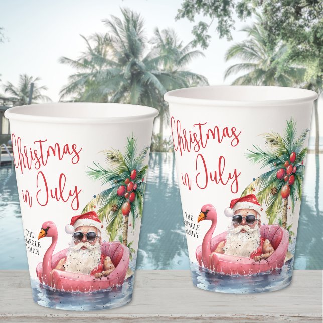 Beach Christmas In July Paper Cups (Beach Christmas In July Paper Cups)