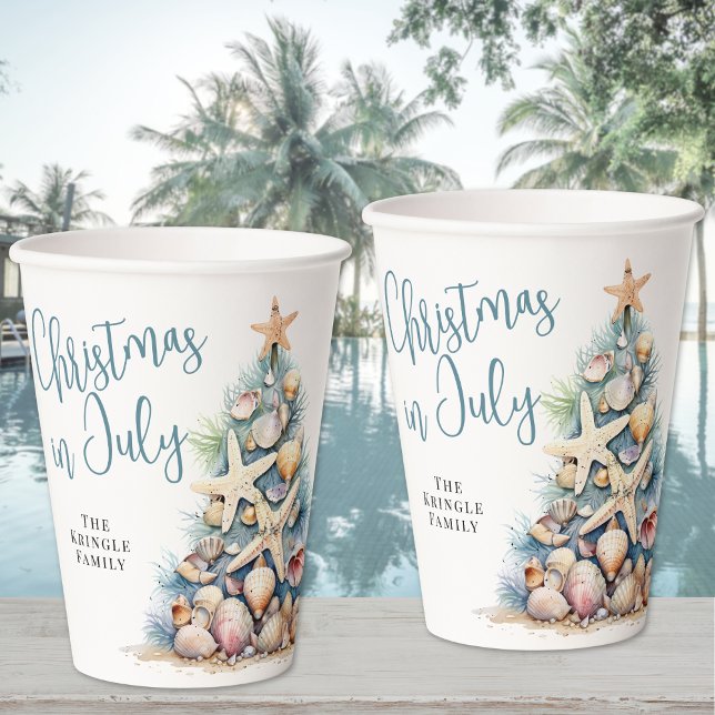 Beach Christmas In July Paper Cups (Beach Christmas In July Paper Cups)