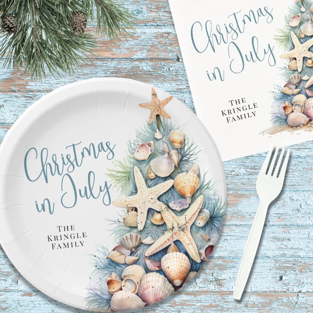 Beach Christmas In July Paper Plates (Beach Christmas In July Paper Plates)