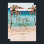 beach Christmas in July party invitation<br><div class="desc">A beautiful watercolour beach scene design Christmas in July party invitation, with palm trees, festive lights and snow with reverse side with snow overlay. So seasonal! Easy to edit or delete the available text fields to personalize the information with your own details for a custom and professional looking invitation. Lots...</div>