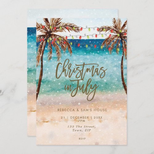 beach Christmas in July party invitation