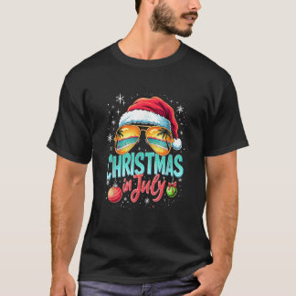 Beach Christmas in July Santa Claus Sunglasses Men T-Shirt