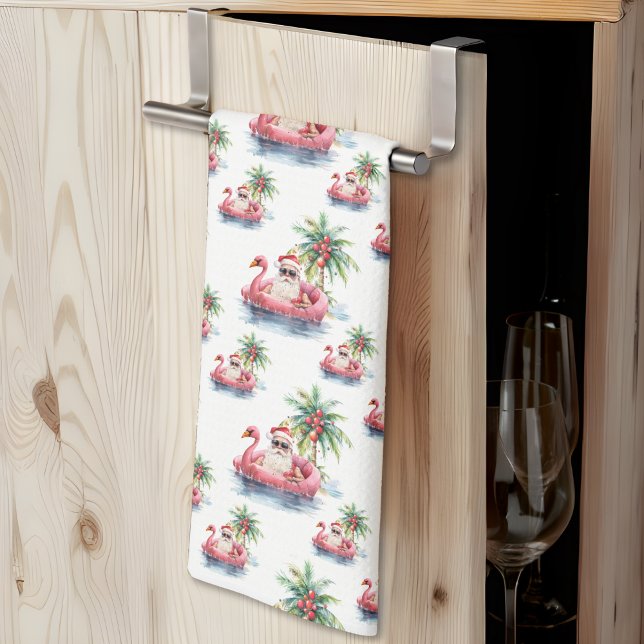 Beach Christmas Kitchen Towel (Santa Beach Christmas kitchen towel)