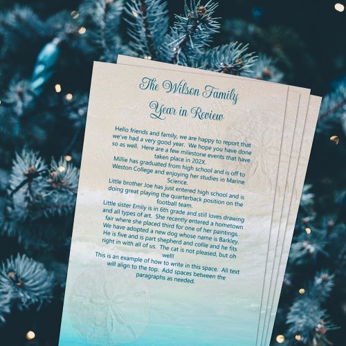 Beach Christmas Letter Template Stationery