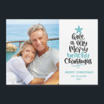Beach Christmas Magnetic Holiday Card<br><div class="desc">Fun and modern beach magnetic Christmas cards feature hand-lettered typography "Have a very merry beachy Christmas" alongside your family photo. Personalize with your greeting and family name.</div>