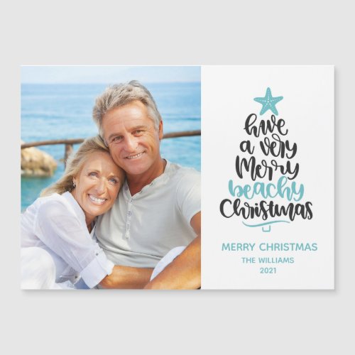 Beach Christmas Magnetic Holiday Card