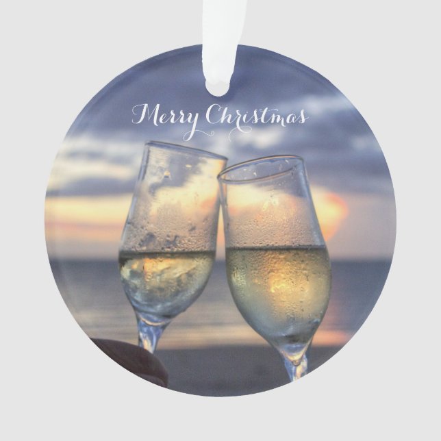 Beach Christmas Ornaments Acrylic Sunset (Front)