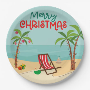Beach Christmas Paper Plates