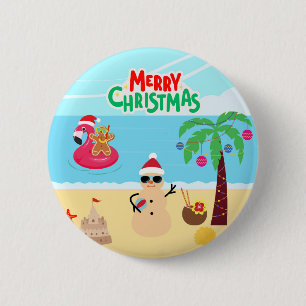 Beach Christmas Party Button