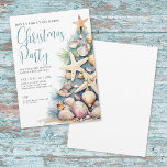 Beach Christmas Party Invitation<br><div class="desc">Invite guests to your Christmas Party with this festive and beachy invitation, designed with a relaxed tropical vibe. The layout features a mix of blue and black fonts on the top left, combining script calligraphy with clean serif typography for a cheerful and modern look. On the bottom right, a large...</div>