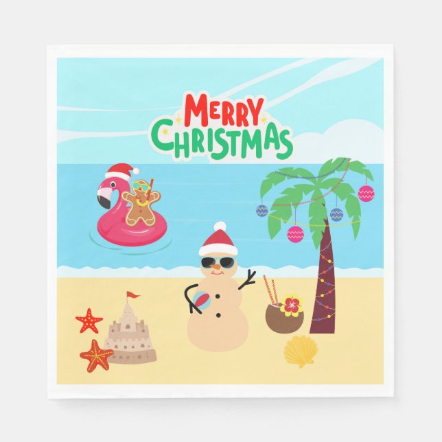 Beach Christmas Party Napkins (Front)