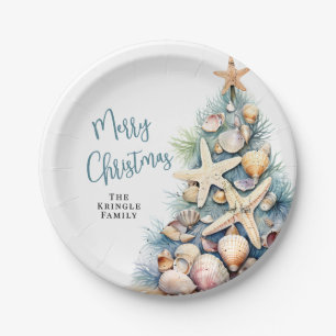 Beach Christmas Party Paper Plates