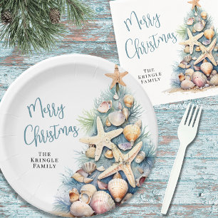 Beach Christmas Party Paper Plates