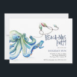 Beach Christmas Party Watercolor Blue Octopus Invitation<br><div class="desc">A cute beach Christmas invitations feature a watercolor blue octopus with a string of Christmas lights. The words "Beachmas Party" are set in fun hand lettered type. A charming choice for a coastal or boat themed holiday party. Unique watercolor art and design by Victoria Grigaliunas of Do Tell A Belle....</div>