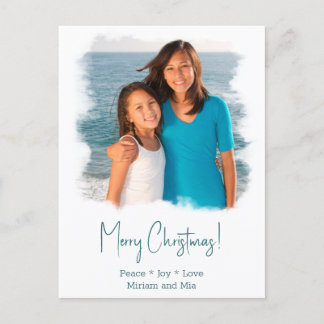 Beach Christmas Photo Card Coastal Watercolor