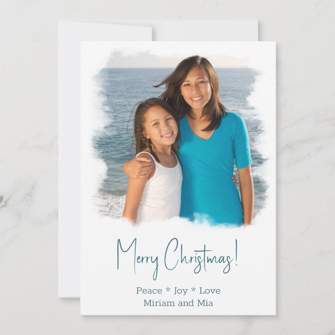 Beach Christmas Photo Card Watercolor Painting