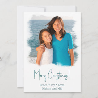 Beach Christmas Photo Card Watercolor Painting