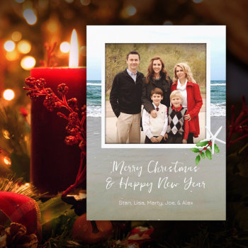Beach Christmas Photo Greeting Card by holiday_store at Zazzle