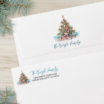Beach Christmas Return Address Card Envelope<br><div class="desc">Turn your holiday mail into a coastal celebration with this beach-inspired Christmas envelope. On the front, the top left corner features a festive Christmas tree made of seashells and starfish, topped with a starfish and blended in teal blue blue and orange-red watercolor tones for a relaxed ocean vibe. On the...</div>