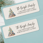 Beach Christmas Return Address Label<br><div class="desc">Beach Christmas Tree Return Address Label. This festive return address label features a charming Christmas tree crafted from seashells and starfish, topped with a starfish for a coastal holiday touch. The design rests on a sandy base against an off-white background for a clean, natural look. On the right, your name...</div>