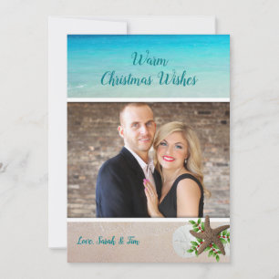Beach Christmas Sand Dollar Photo Template Card