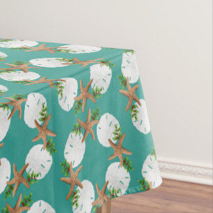 Beach Christmas Sand Dollars Starfish Wreath Tablecloth