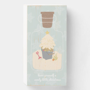 Beach Christmas Sand Pail Wooden Box Sign