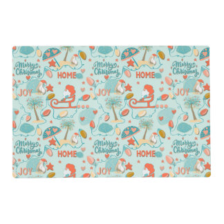 Beach Christmas, Santa, palm trees, pelicans Placemat