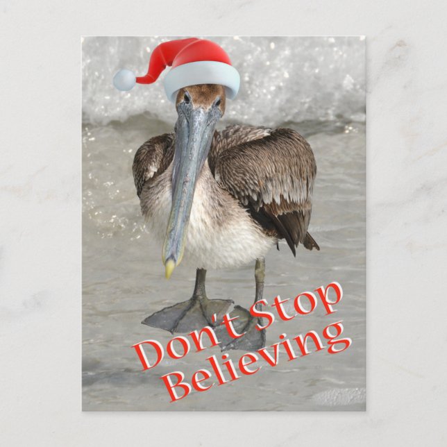 Beach Christmas Santa Pelican Holiday Postcard (Front)