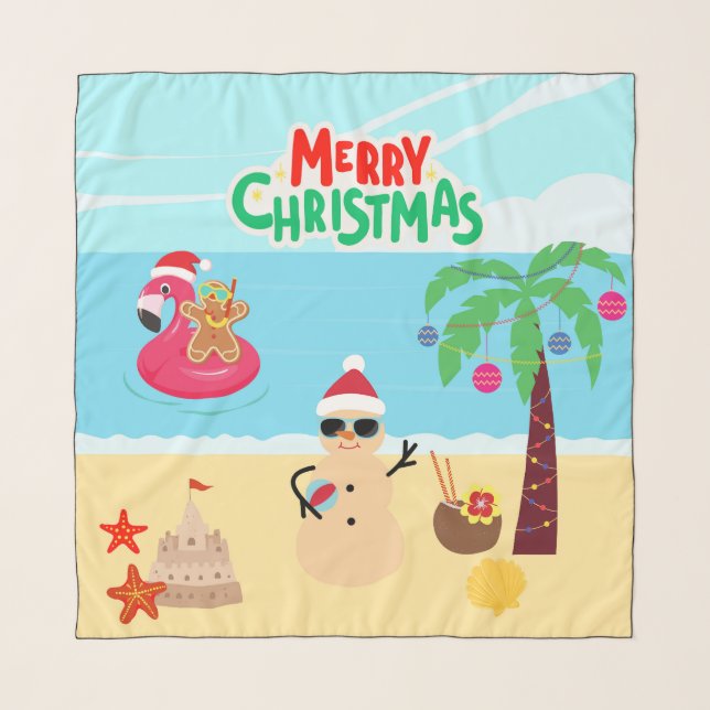 Beach Christmas Scene Scarf (Front)