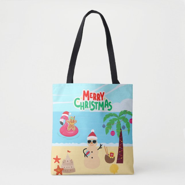 Beach Christmas Scene Tote Bag (Front)