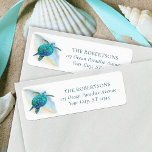 Beach Christmas Sea Turtle Glitter Return Address Label<br><div class="desc">This coastal Christmas return address label features a watercolor turquoise blue sea turtle,  on an abstract beach background with a faux gold glitter sparkly wave. Check out the collection for more matching products,  or contact me through Zazzle Chat if you need something special.</div>