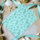 Beach Christmas Seahorse Pattern Aqua Glitter  Tissue Paper<br><div class="desc">This beautiful aqua blue coastal Christmas tissue paper is perfect for crafts and gift wrapping,  with a pattern of glitter seahorses,  seashells,  and holly sprigs for a festive beach holiday design.</div>