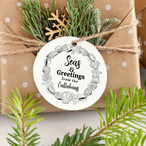 Beach Christmas Seas and Greetings Gift Stamp