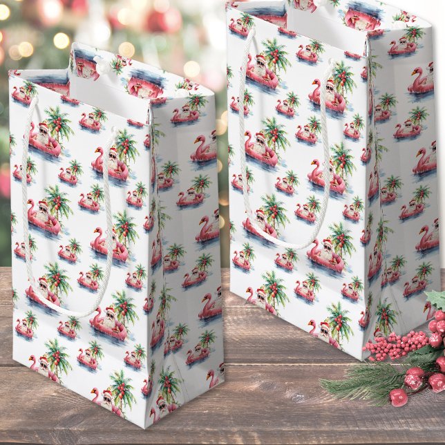Beach Christmas Small Gift Bag (Santa Beach Christmas Small Gift Bag)