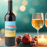 Beach Christmas Summer Santa Claus Custom Party<br><div class="desc">This cute custom Christmas in July wine label makes perfect summer party decor for a beach bash or pool gathering. Make it a fun north pole themed extravaganza with Santa Claus in his swimming trunks next to a red and white striped beach umbrella and gifts. I've never seen Mr. Klaus...</div>