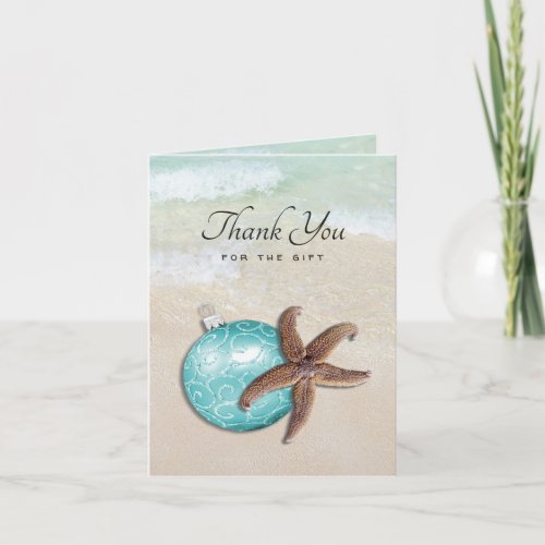 Beach Christmas Thank You Starfish Ornament Card