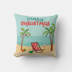 Beach Christmas Throw Pillow