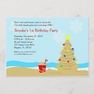 Beach Christmas Tree Castle 5x7 Custom Invitation