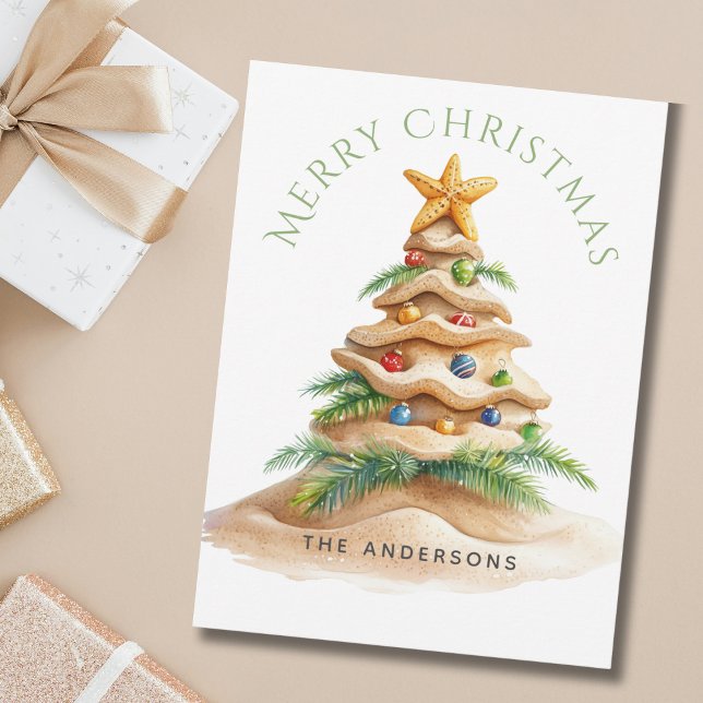 Beach Christmas Tree  Holiday Card (Creator Uploaded)