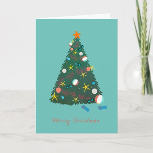 Beach Christmas Tree Holiday Vacation  Card