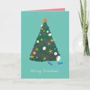 Beach Christmas Tree Holiday Vacation Card