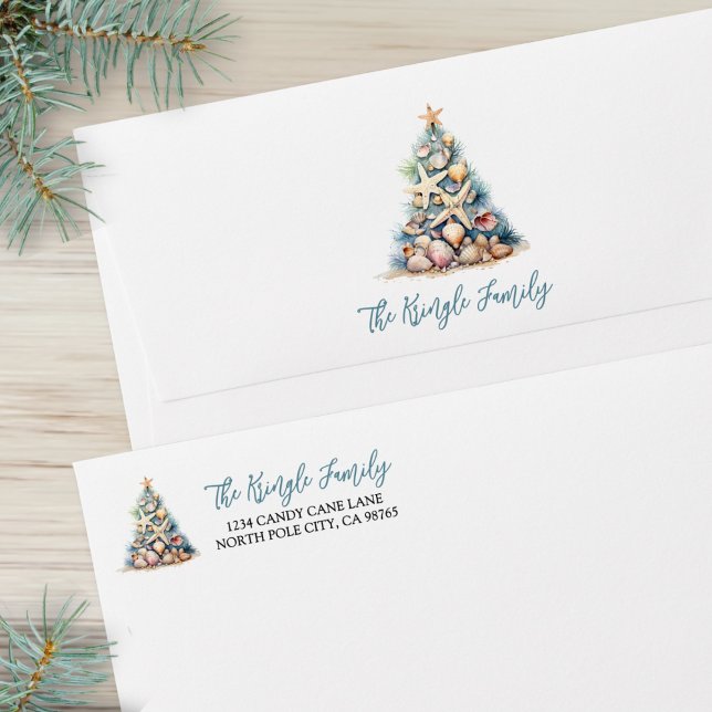 Beach Christmas Tree Return Address Card Envelope (Beach Christmas Tree Return Address Card envelope)