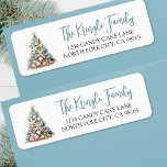 Beach Christmas Tree Return Address Label<br><div class="desc">Beach Christmas Tree Return Address label. This festive return address label features a charming Christmas tree crafted from seashells and starfish, topped with a starfish and blending soothing blue and green hues that evoke the beauty of the ocean. The tree design is on the left, while your name and address...</div>