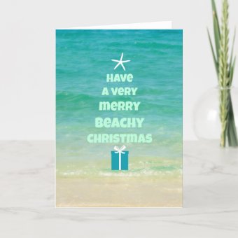 Beach Christmas Word Tree Card | Zazzle