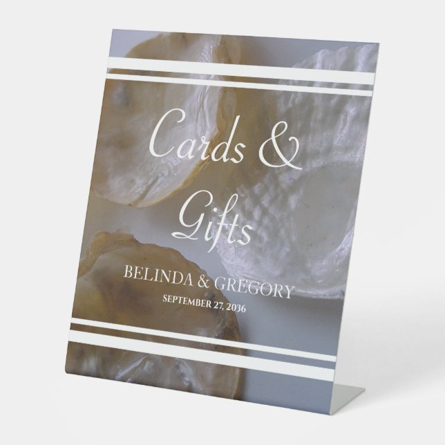 Beach Clams Wedding Cards & Gifts Pedestal Sign (Front)