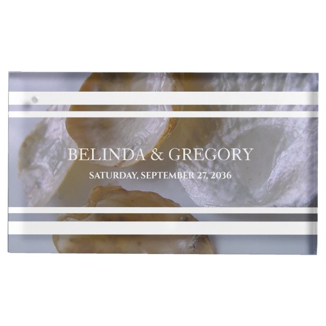 Beach Clams Wedding Table Number Place Card Holder (Front)