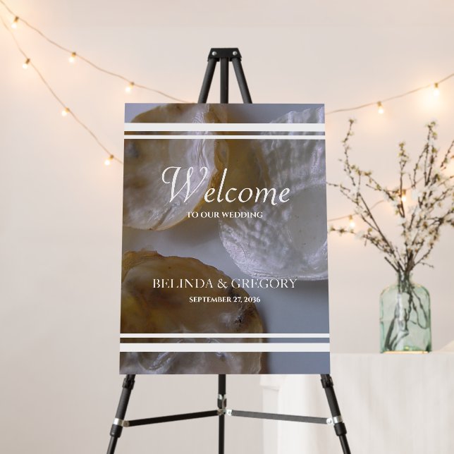 Beach Clams Wedding Welcome Sign (In Situ (Stand))