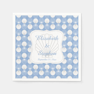 Beach Clamshells Seashells Names Wedding Paper Napkins